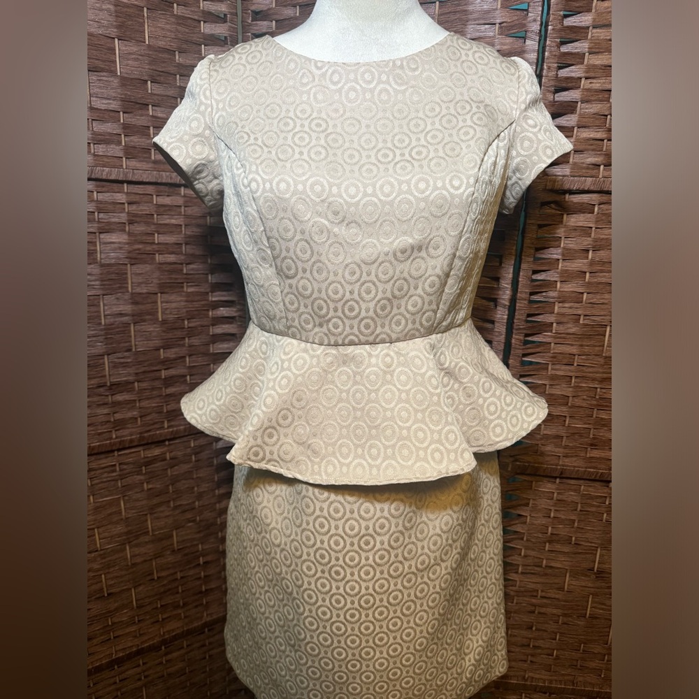 Shelby & Palmer 4P Petite Vintage Ivory Cream Dress With Ruffle Waist Business